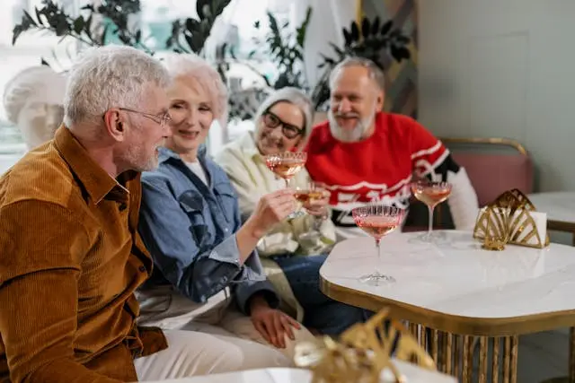 Group of senior friends enjoying social time together